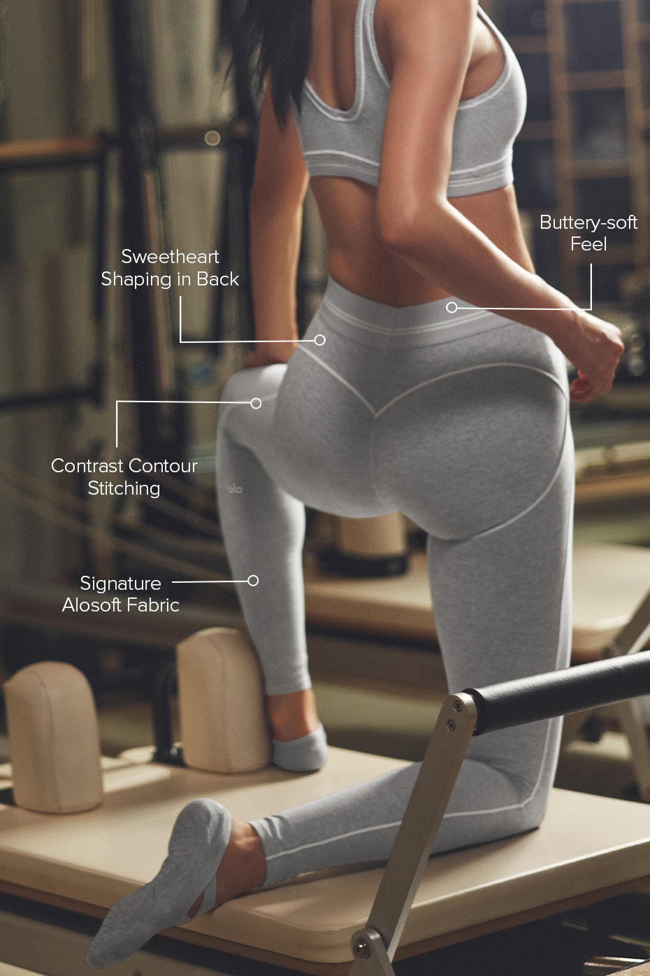 Alosoft High-Waist Heart Throb Legging - Athletic Heather Grey/White--1
