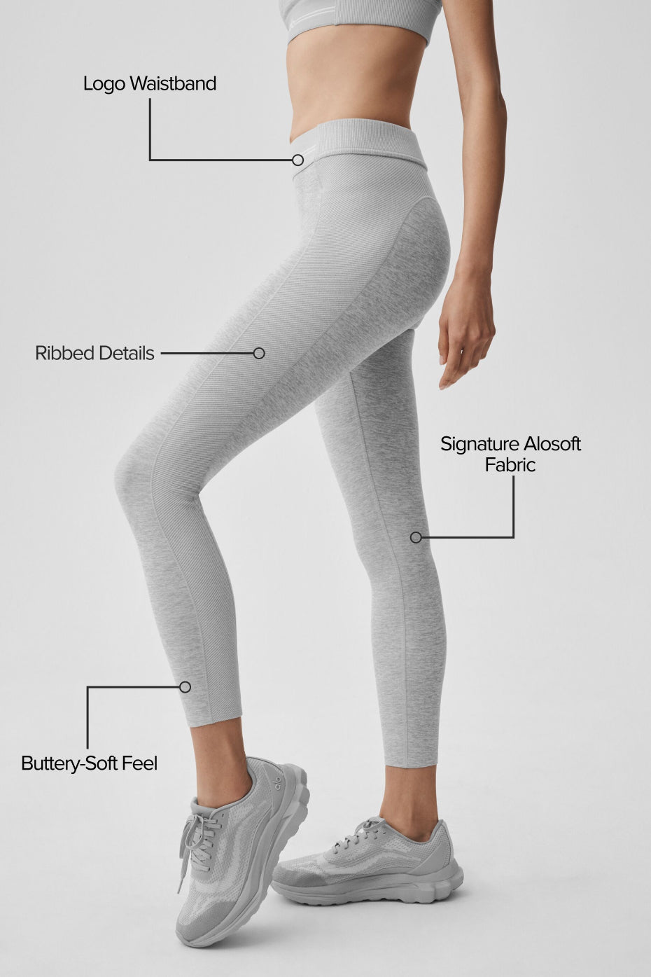 Alosoft High-Waist 7/8 Relay Legging - Athletic Heather Grey/White--1