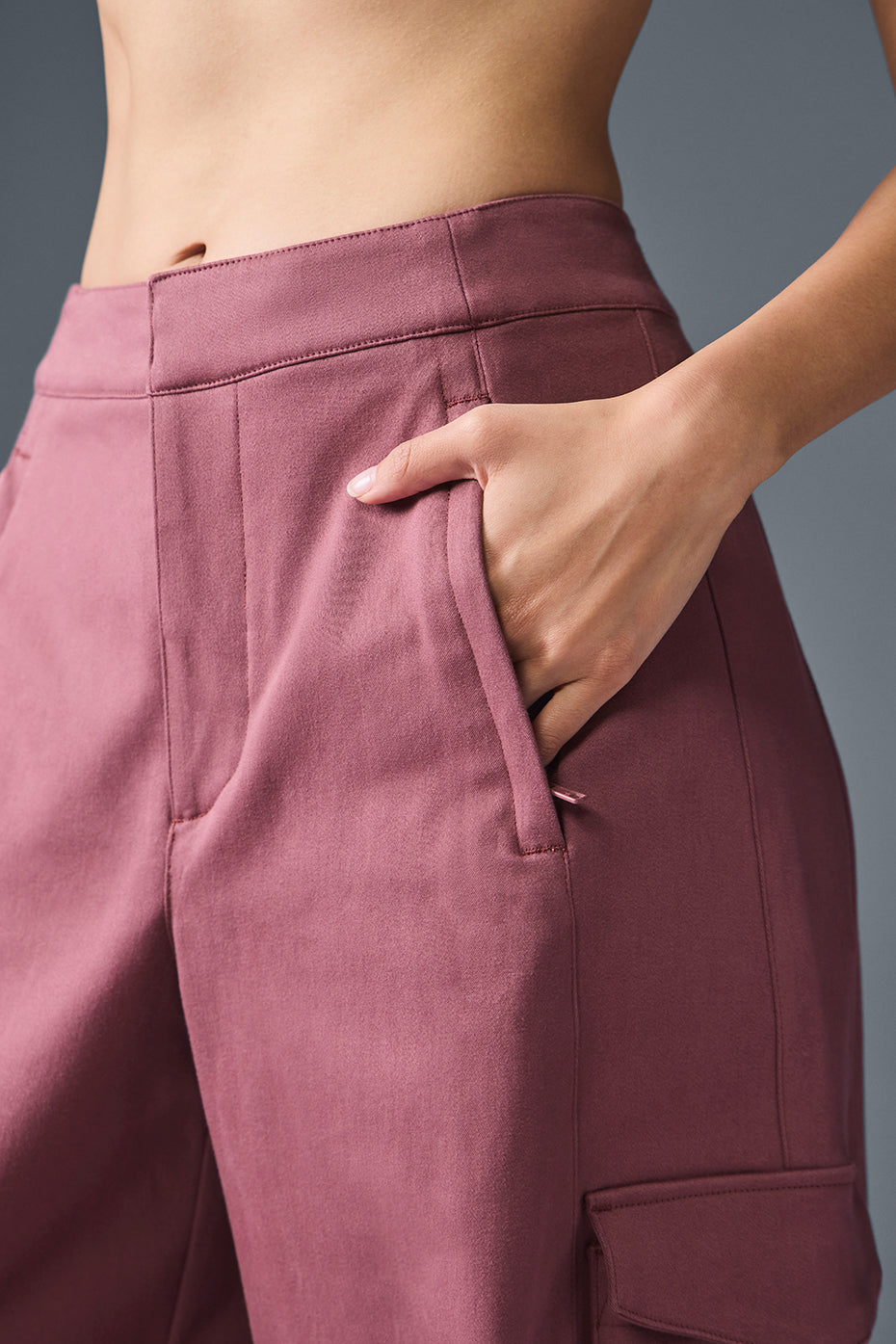 Show Off Cargo Wide Leg Trouser (Regular) - Burgundy Truffle--2