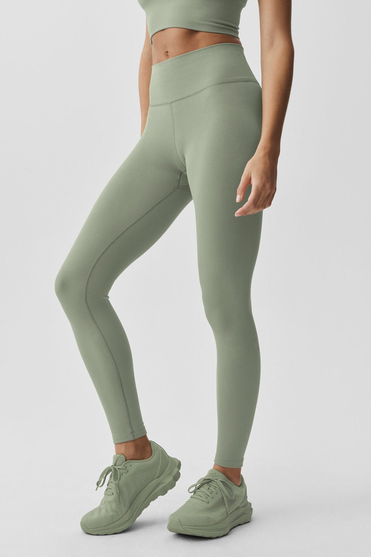 Seamless Modal Ribbed High-Waist 7/8 Legging - Dune Grass--2