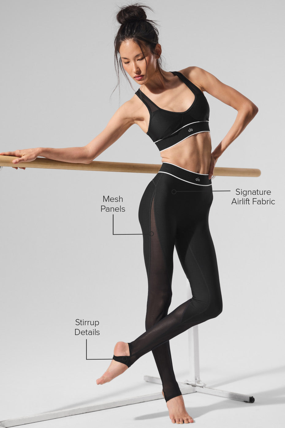 Airlift Mesh High-Waist Darling Stirrup Legging - Black--1