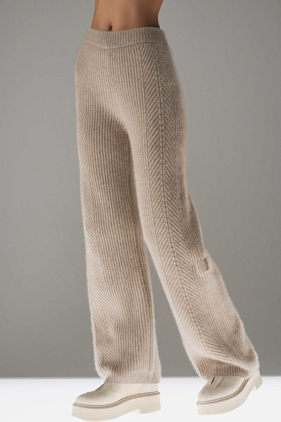 Winter Magic Cashmere Wide Leg Pant - Flax Heather--2