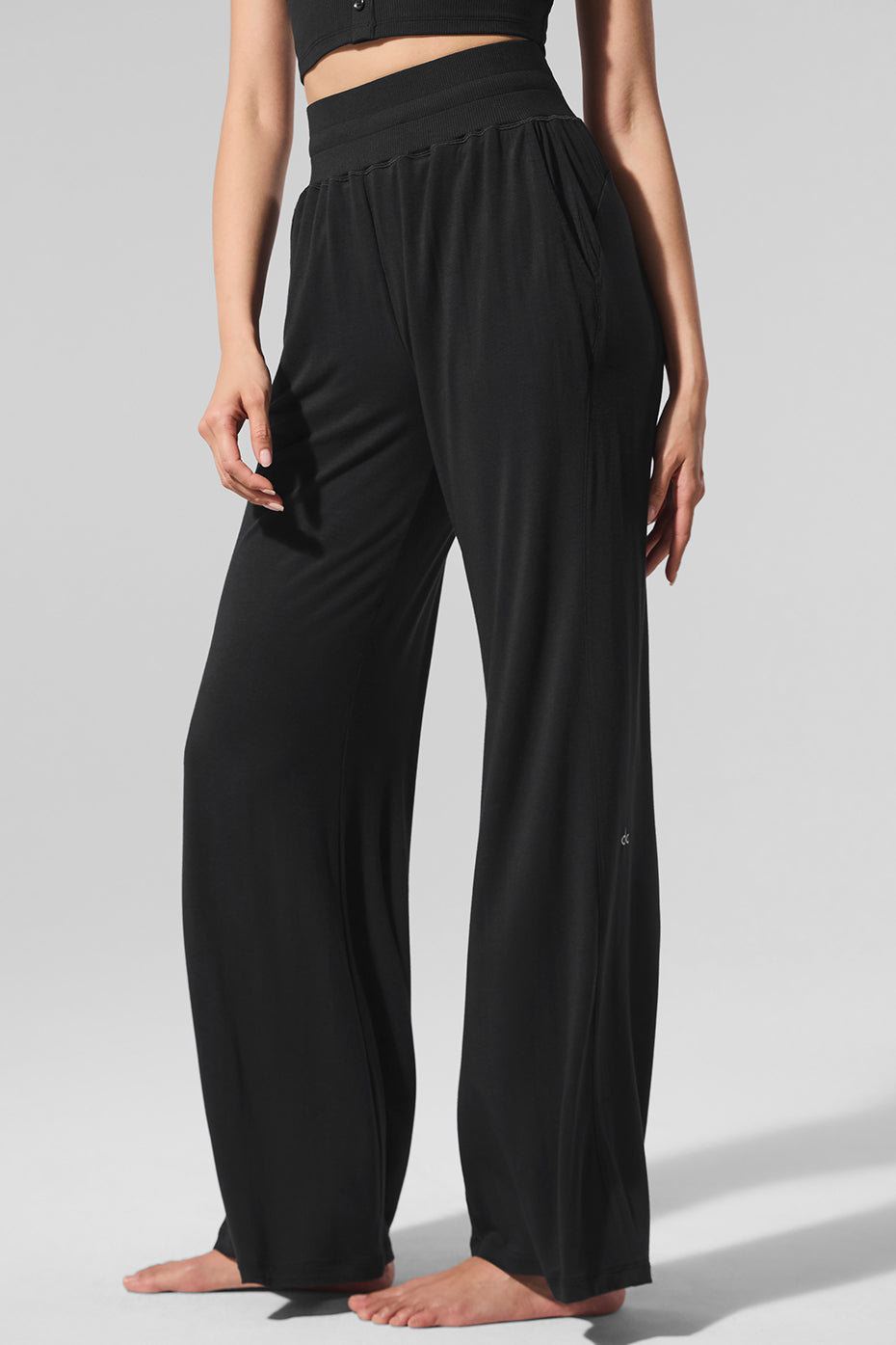 Semi-Sheer Delicate Lounge Flare Pant (Regular) - Black--0