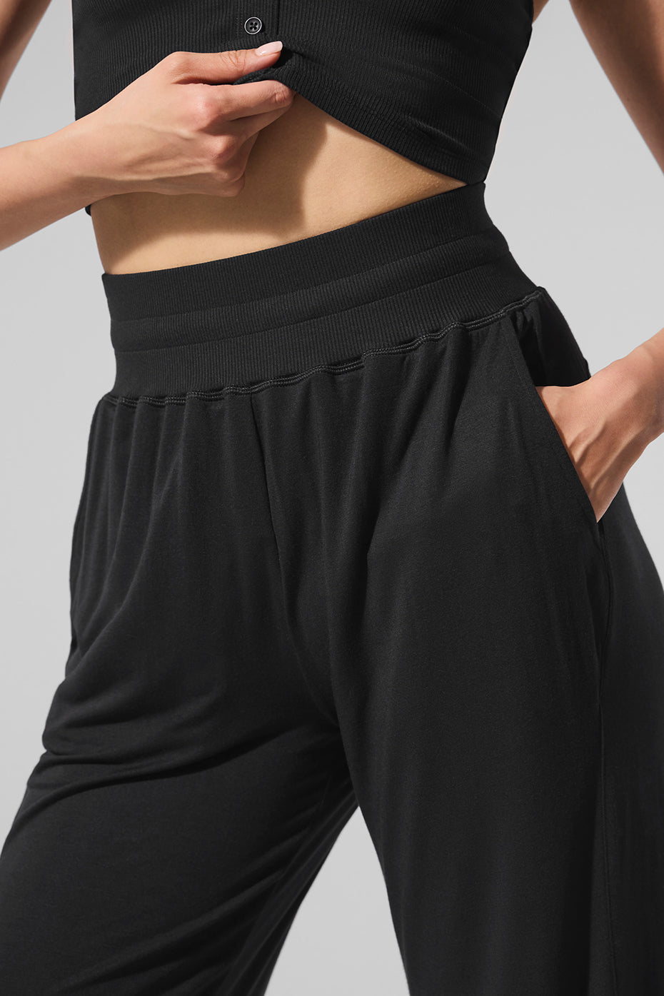 Semi-Sheer Delicate Lounge Flare Pant (Regular) - Black--3