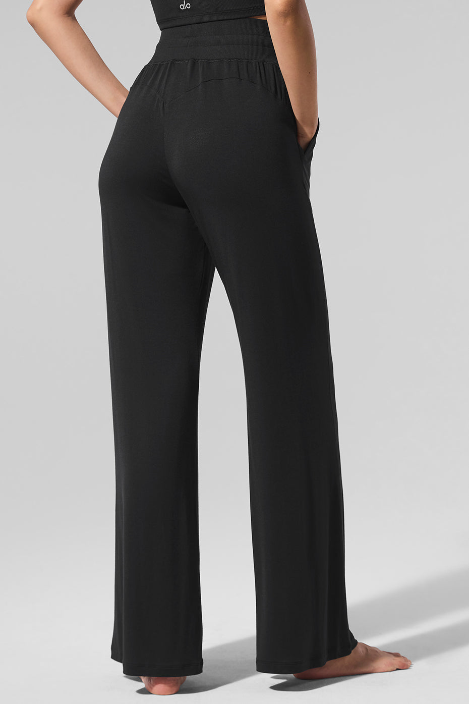 Semi-Sheer Delicate Lounge Flare Pant (Regular) - Black--2