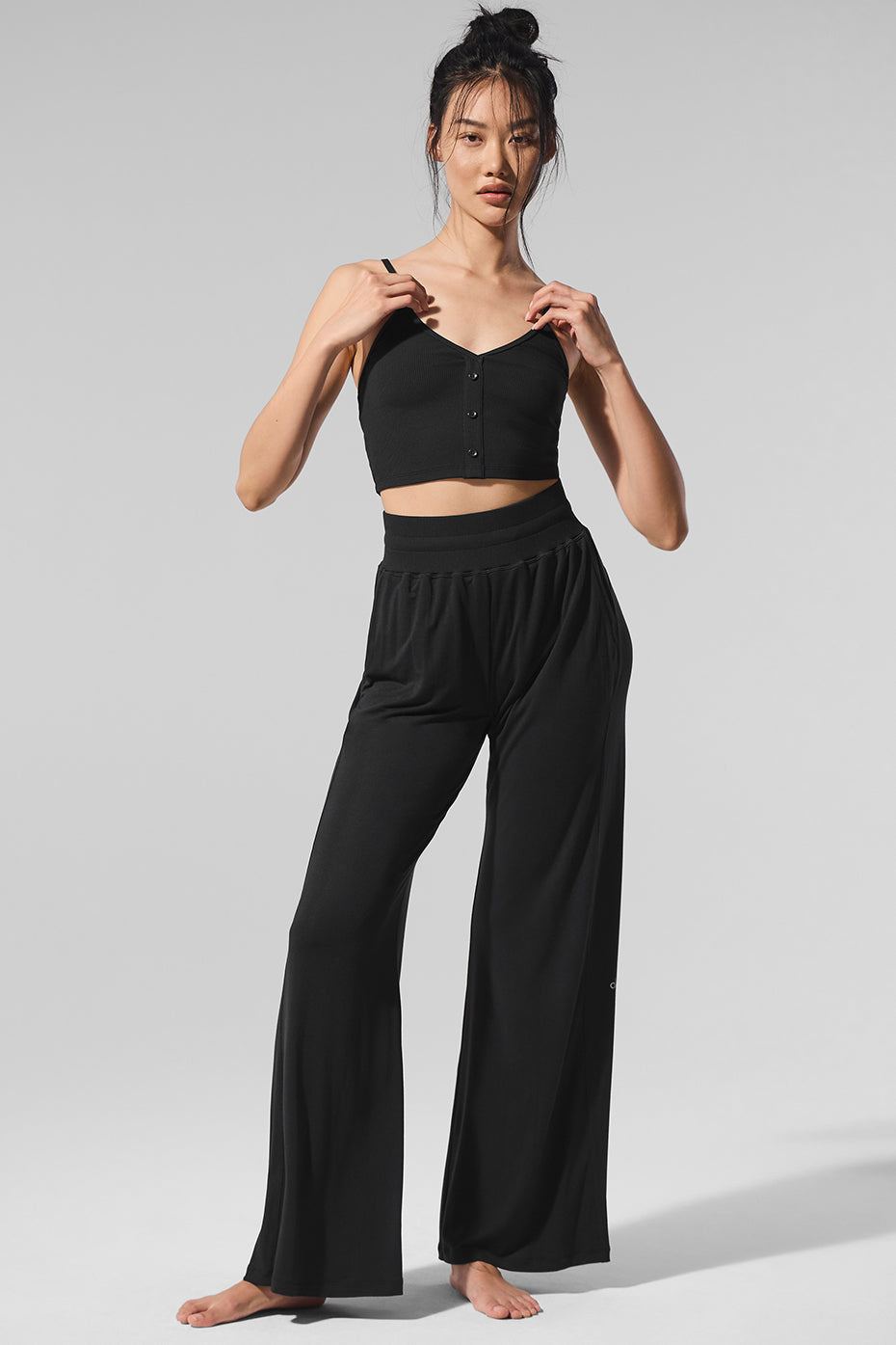 Semi-Sheer Delicate Lounge Flare Pant (Regular) - Black--5