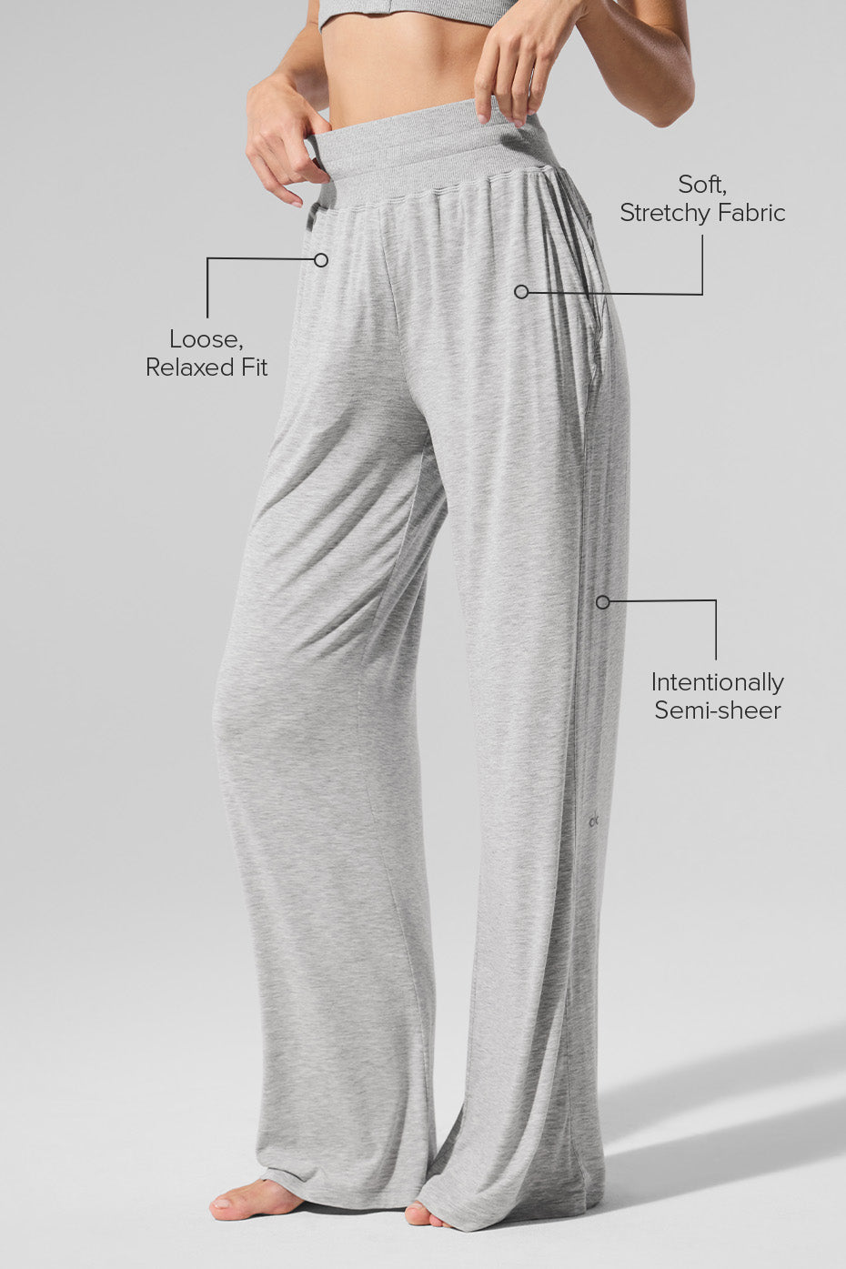 Semi-Sheer Delicate Lounge Flare Pant (Regular) - Athletic Heather Grey--1
