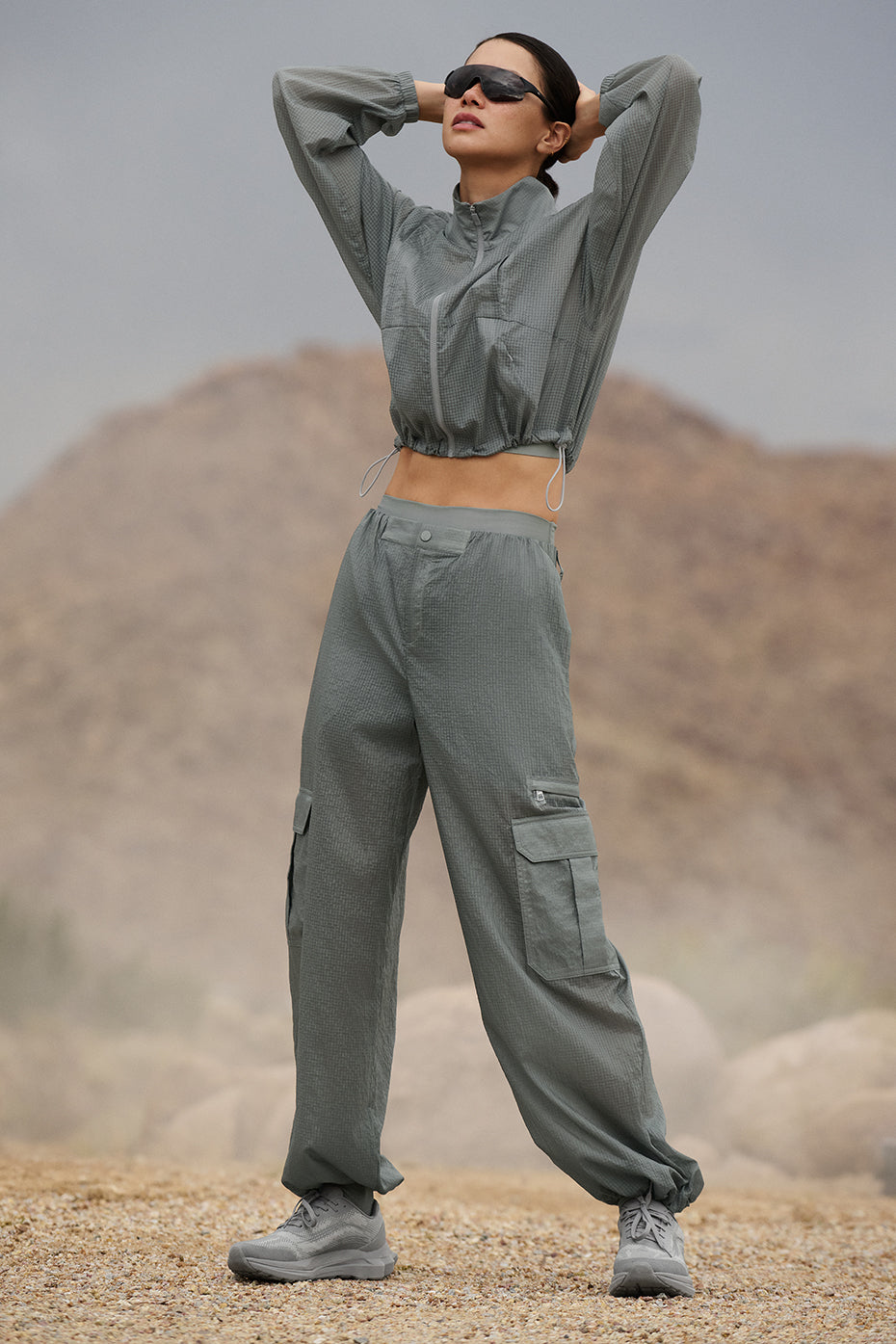 Sheer Game Time Wide Leg Jogger - Lunar Grey--0