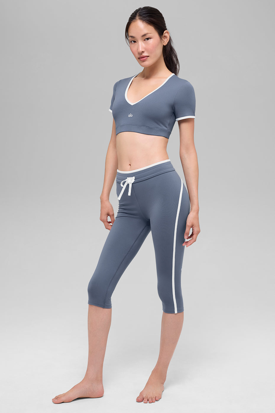 Airbrush High-Waist Race Pace Capri - Bluestone/White--4