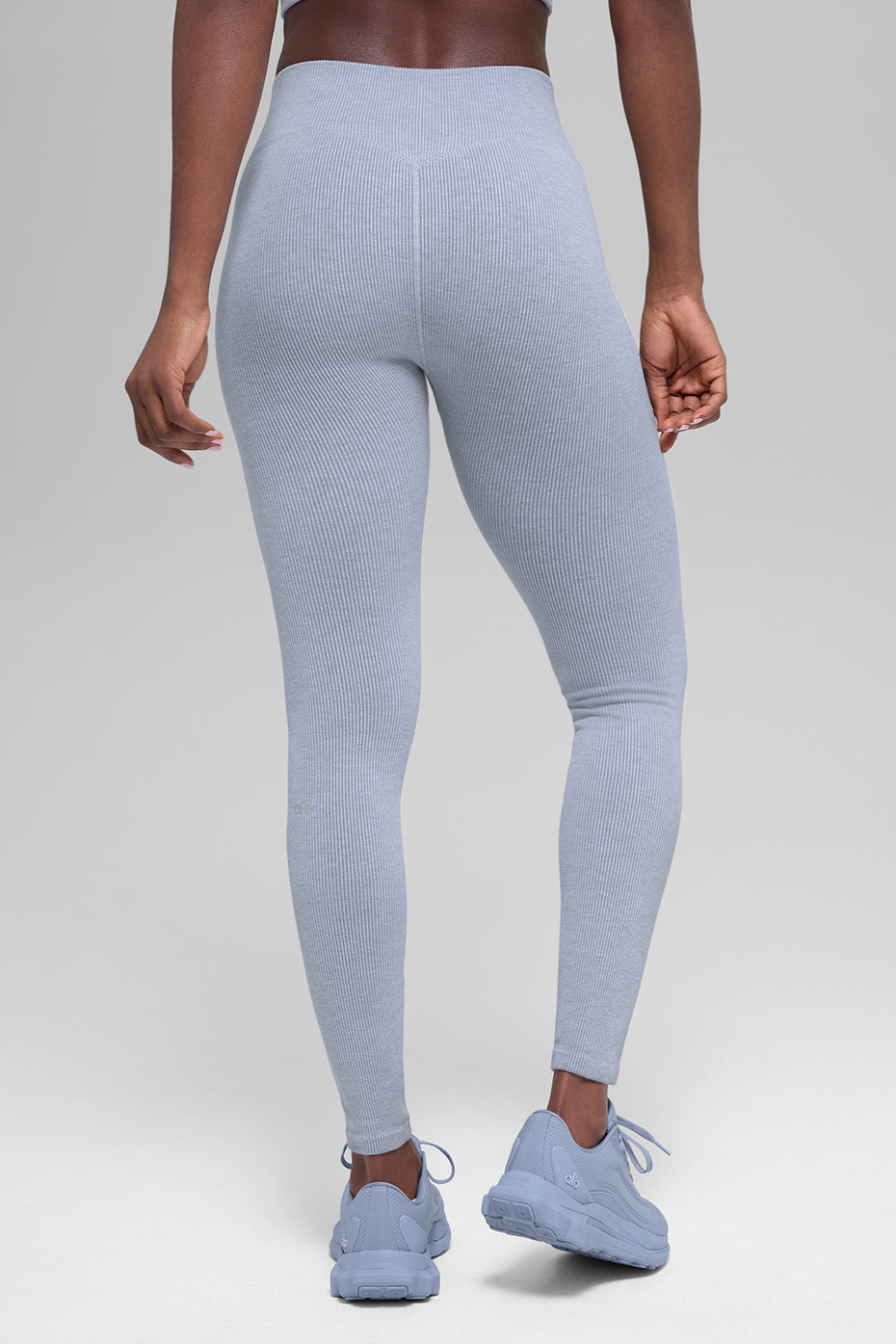 Seamless High-Waist Two Tone Rib Legging - Winter Frost Heather--2