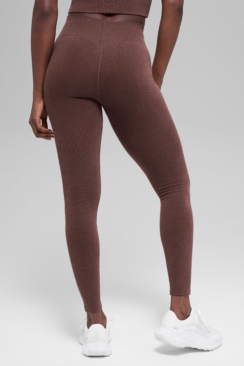 Seamless High-Waist Two Tone Rib Legging - Brownstone Heather--2