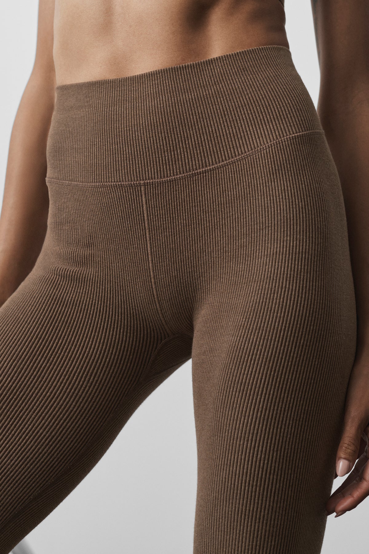 Seamless High-Waist Two Tone Rib Legging - Java Brown--1