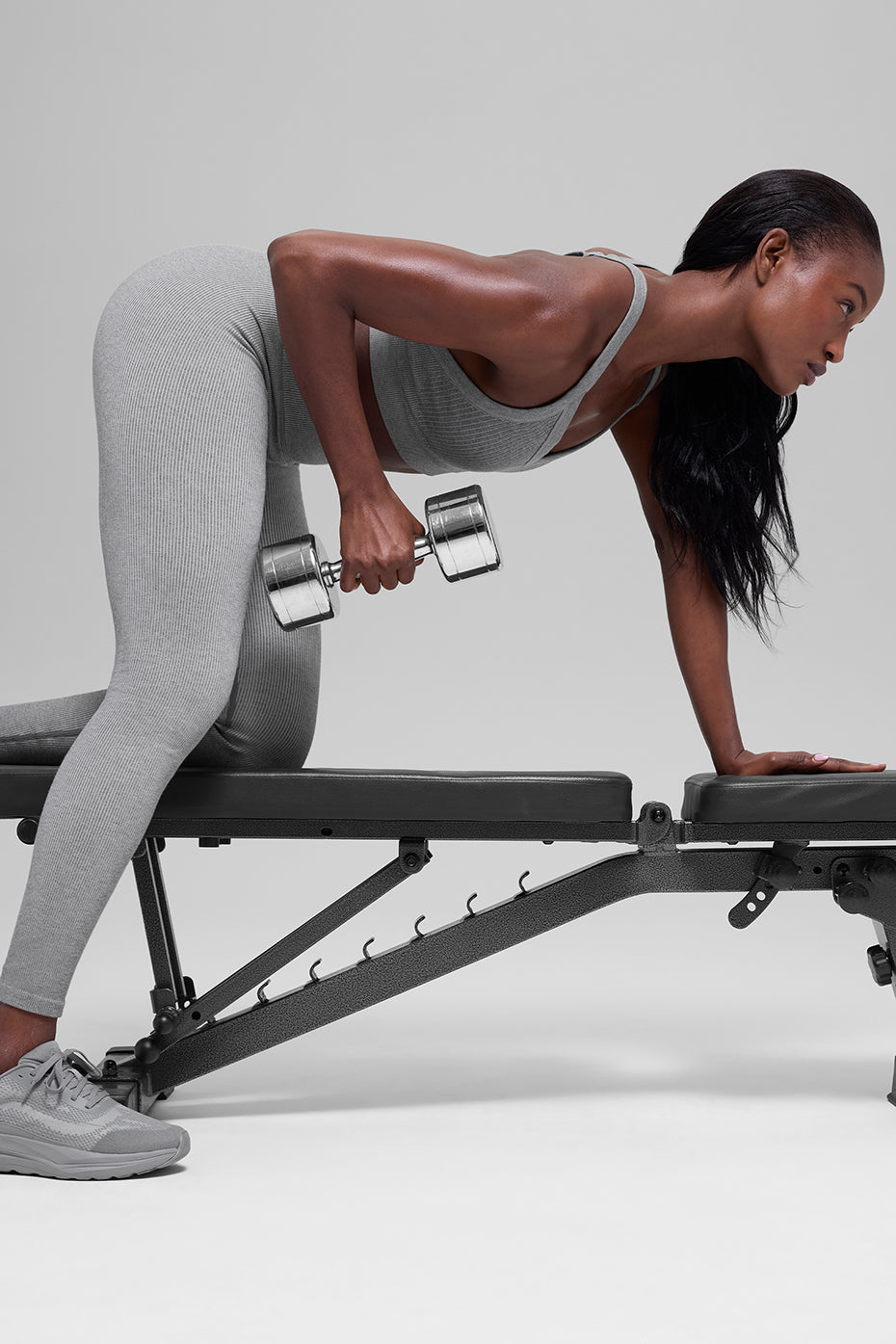 Seamless High-Waist Two Tone Rib Legging - Light Misty Grey Heather--4