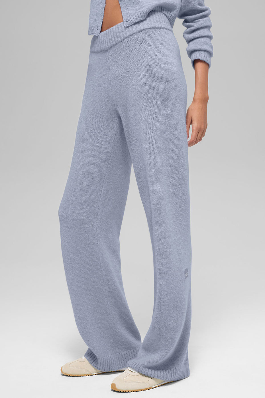 Wool Cashmere High-Waist New Class Wide Leg Pant - Winter Frost--2