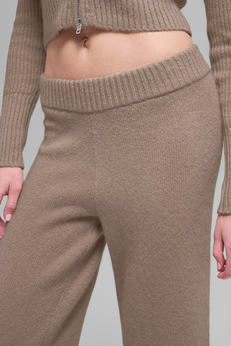 Wool Cashmere High-Waist New Class Wide Leg Pant - Chai Latte--2