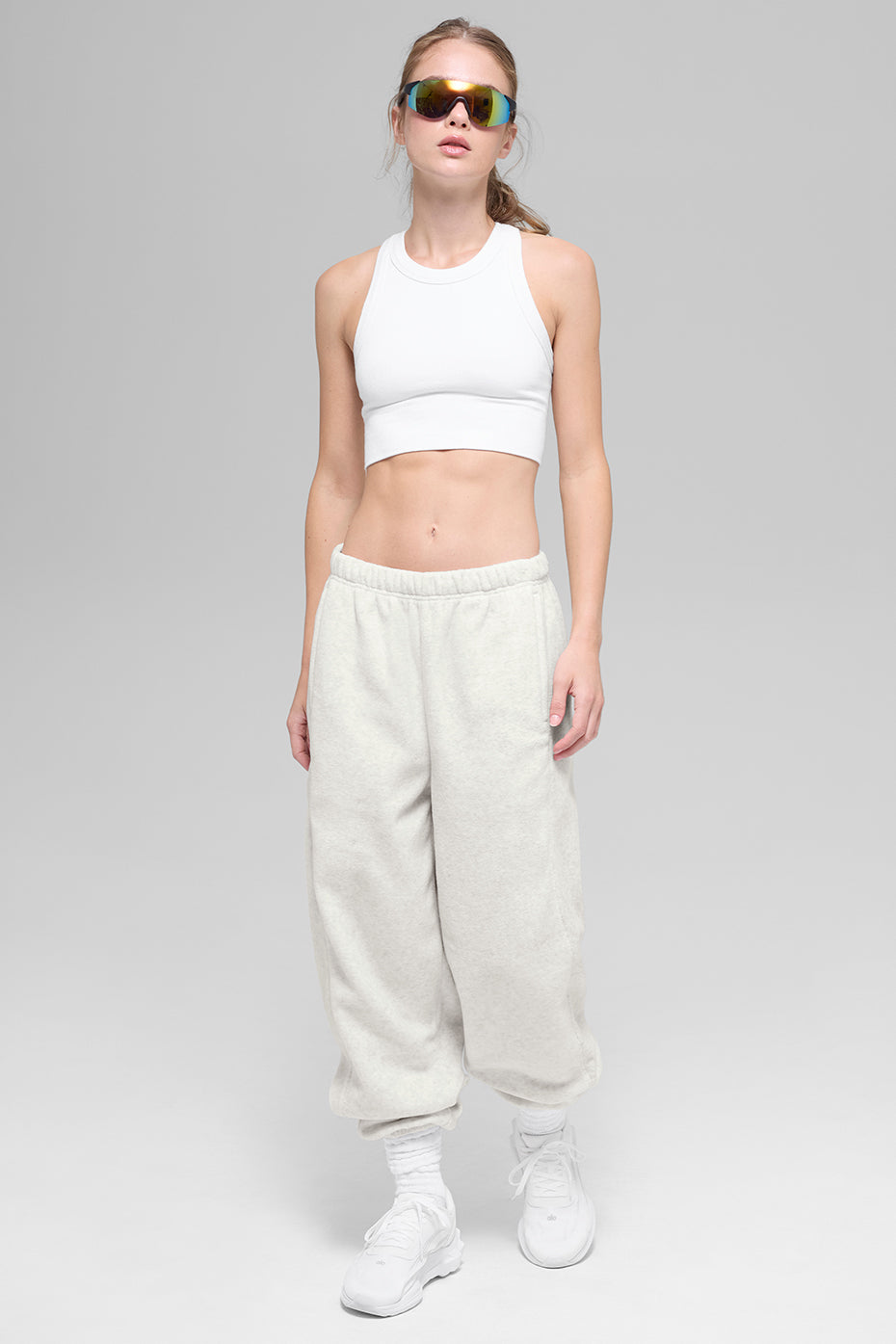 Polar Fleece High-Waist Retreat Jogger - White Heather Grey--4