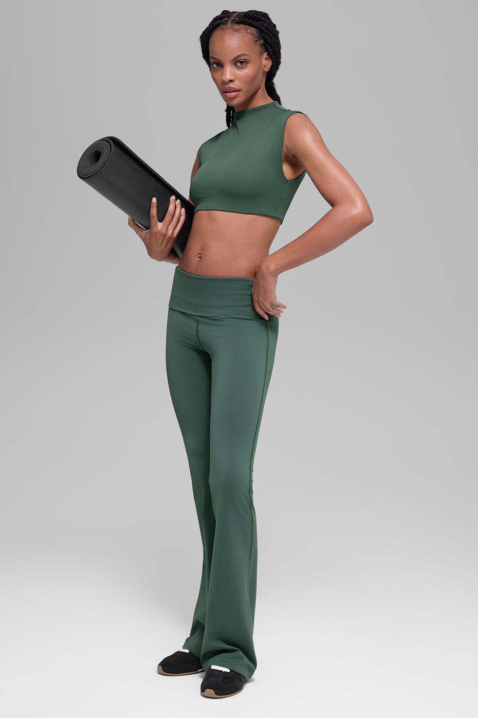 ALO Softsculpt Foldover Flare Legging (Regular) - Clover Green--5