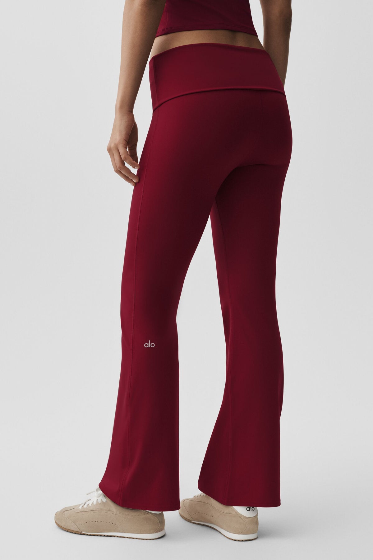 ALO Softsculpt Foldover Flare Legging (Regular) - Summer Romance Red--1