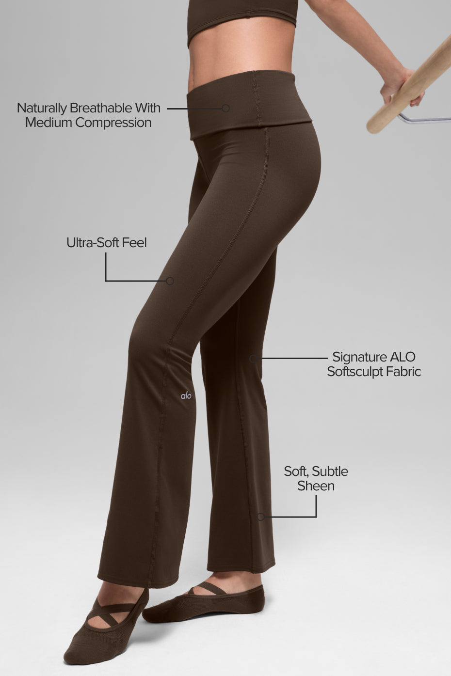 ALO Softsculpt Foldover Flare Legging (Short) - Espresso--1