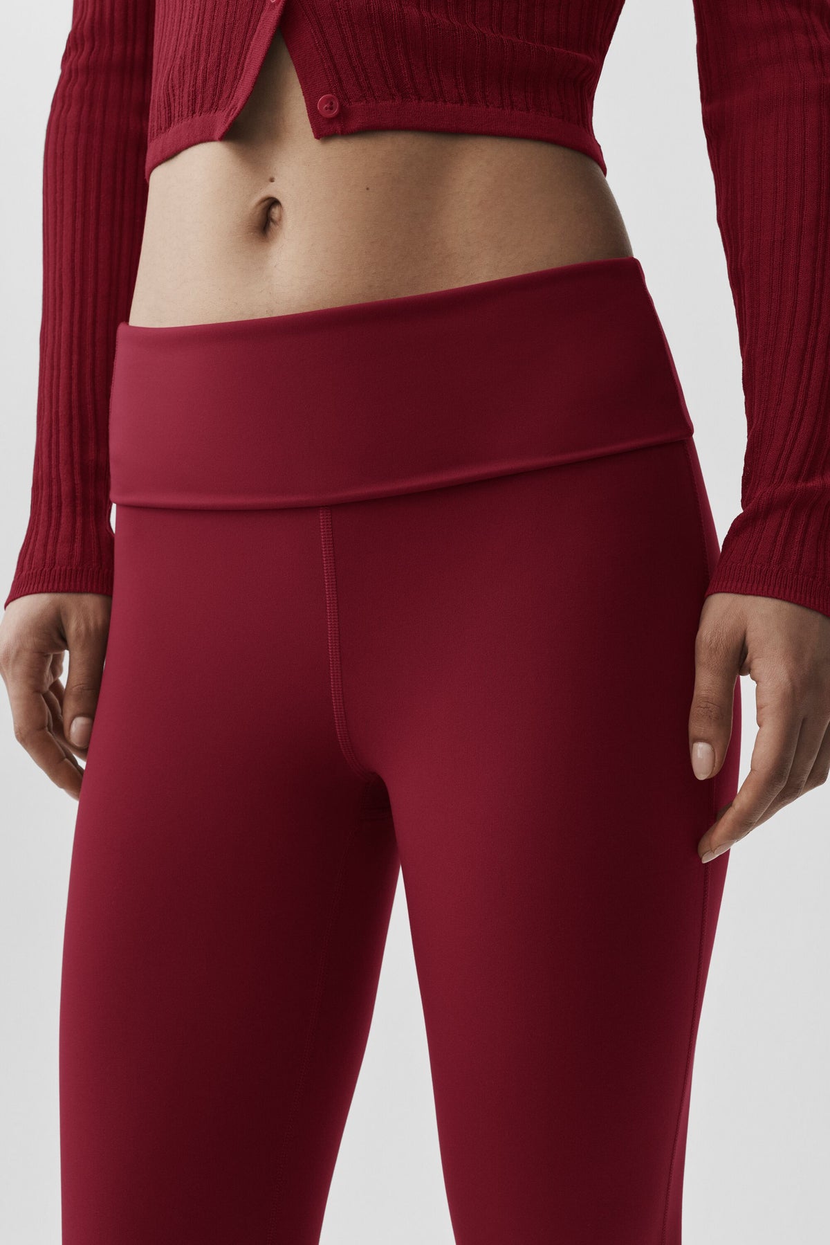 ALO Softsculpt Foldover Flare Legging (Short) - Summer Romance Red--3