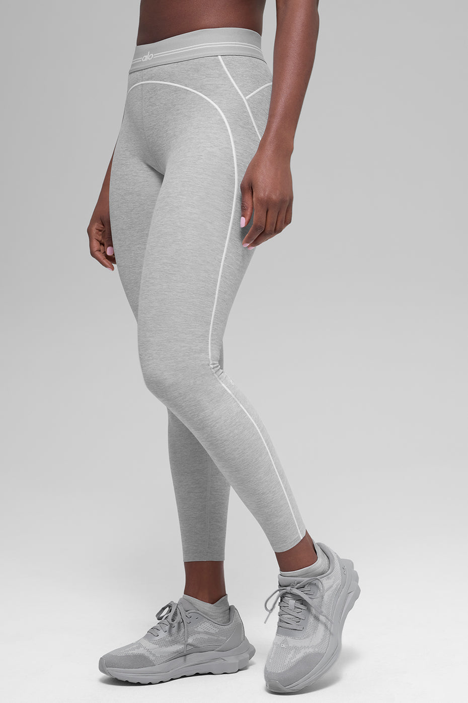 7/8 High-Waist Alosoft Heart Throb Legging - Athletic Heather Grey/White--4