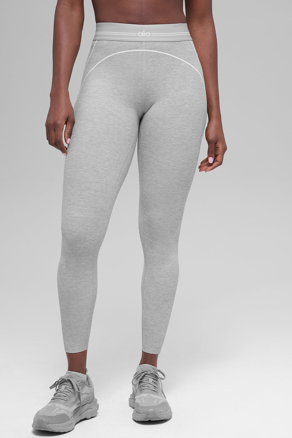 7/8 High-Waist Alosoft Heart Throb Legging - Athletic Heather Grey/White--2