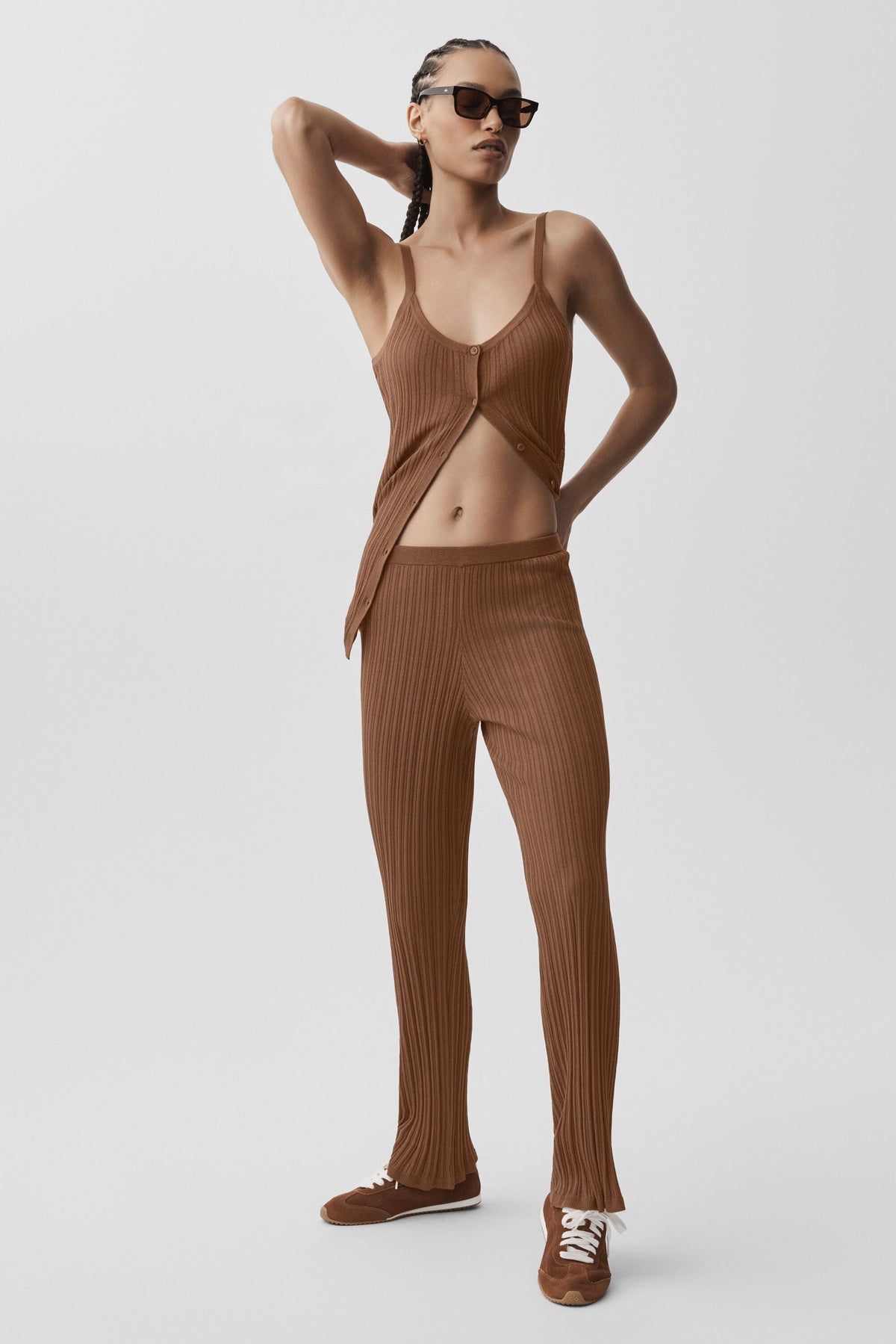 Sweater High-Waist Sunlit Straight Leg Pant - Sun Kissed Brown--4