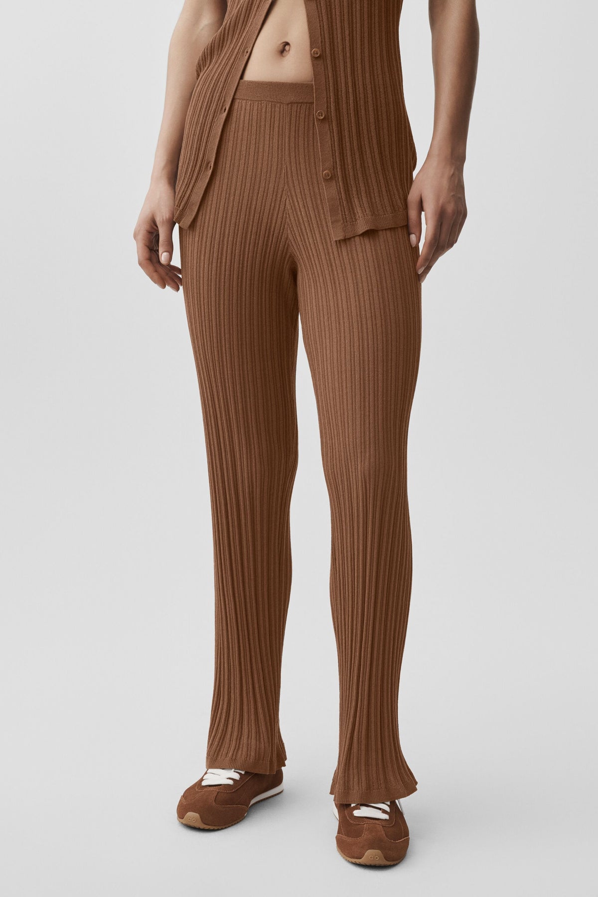 Sweater High-Waist Sunlit Straight Leg Pant - Sun Kissed Brown--2