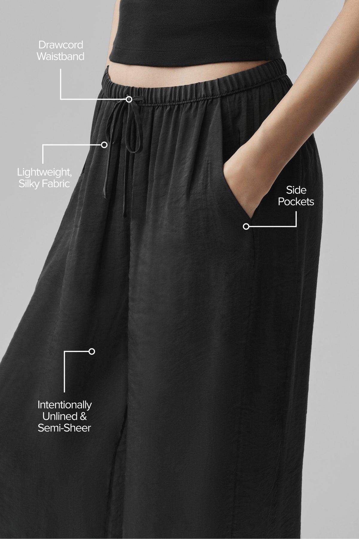 Semi-Sheer Golden Hour High-Waist Straight Leg Pant - Black--1