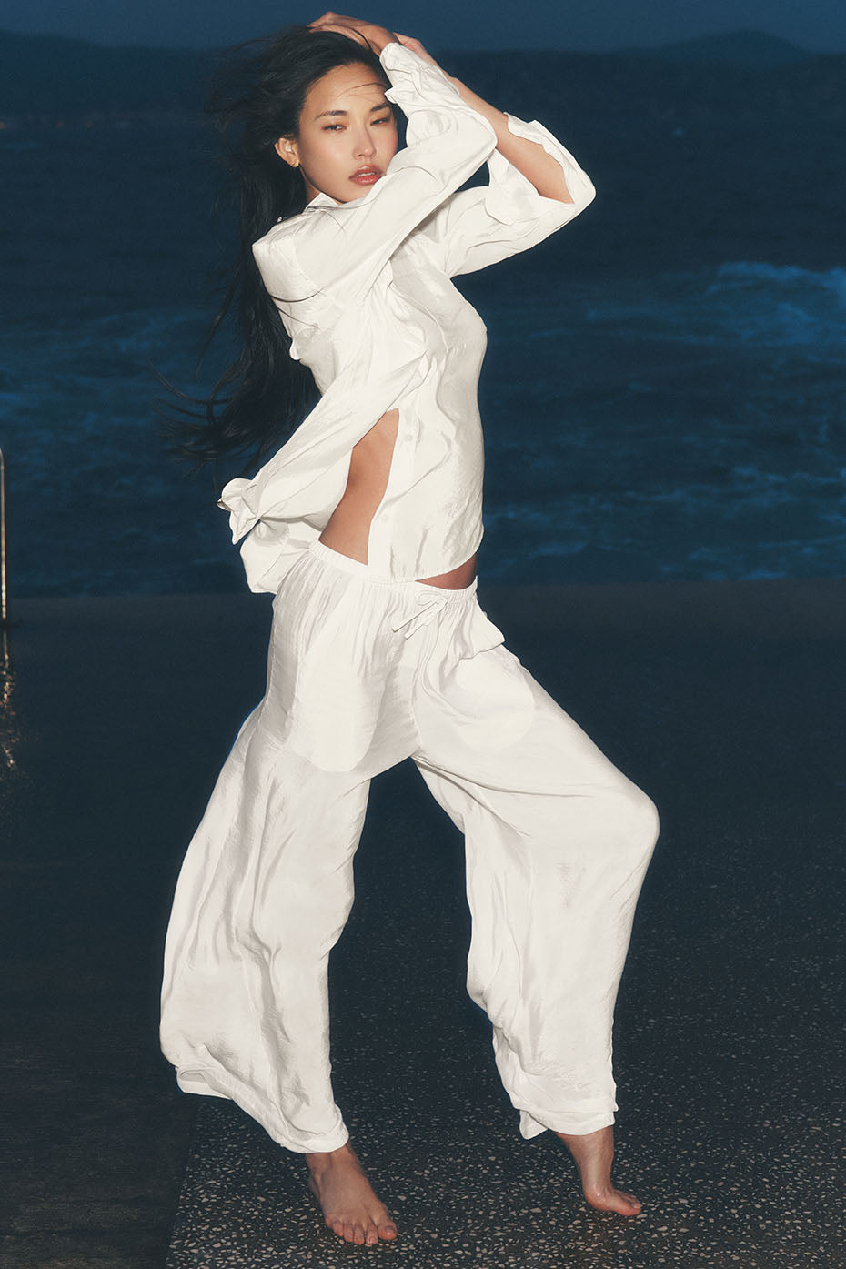Semi-Sheer Golden Hour High-Waist Straight Leg Pant - Ivory--0