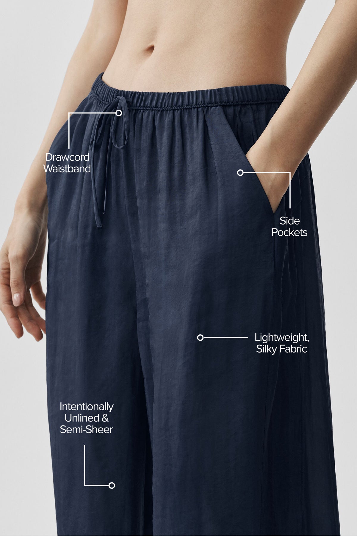 Semi-Sheer Golden Hour High-Waist Straight Leg Pant - Navy--1