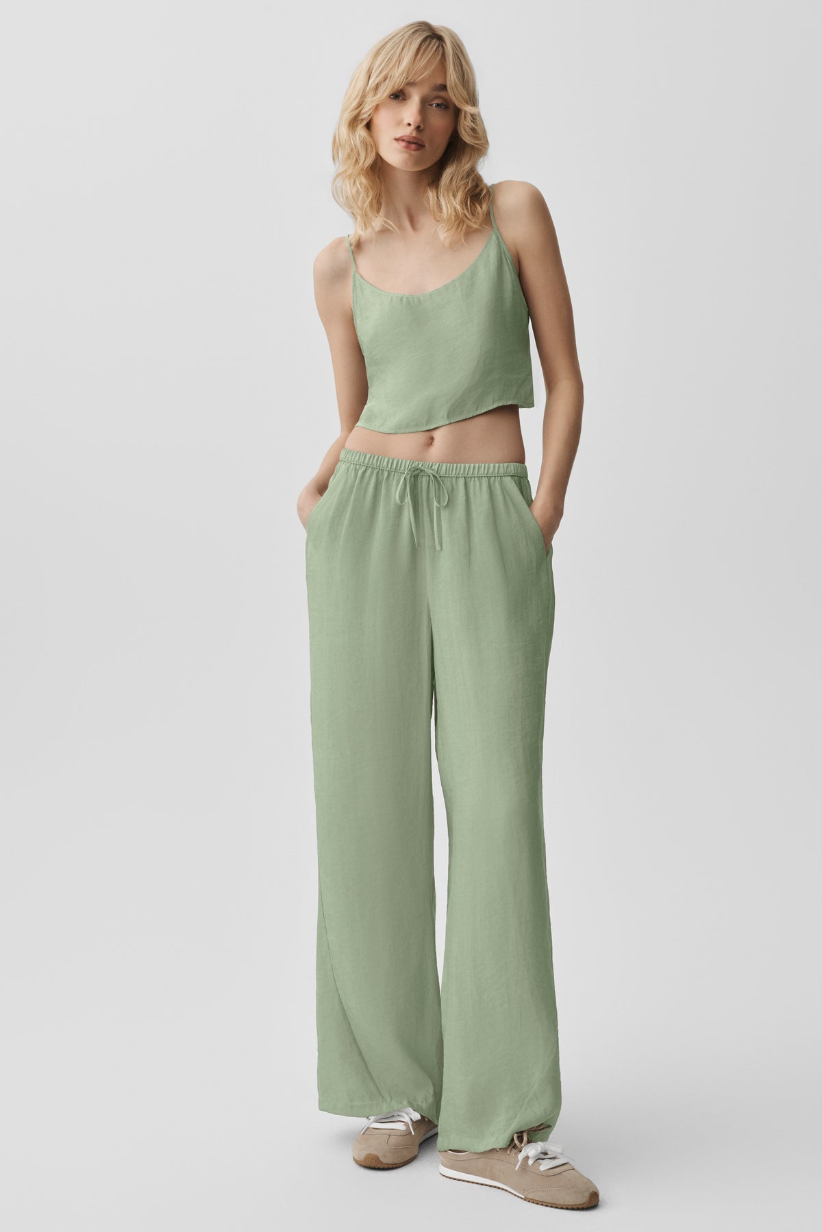Semi-Sheer Golden Hour High-Waist Straight Leg Pant - Dune Grass--3