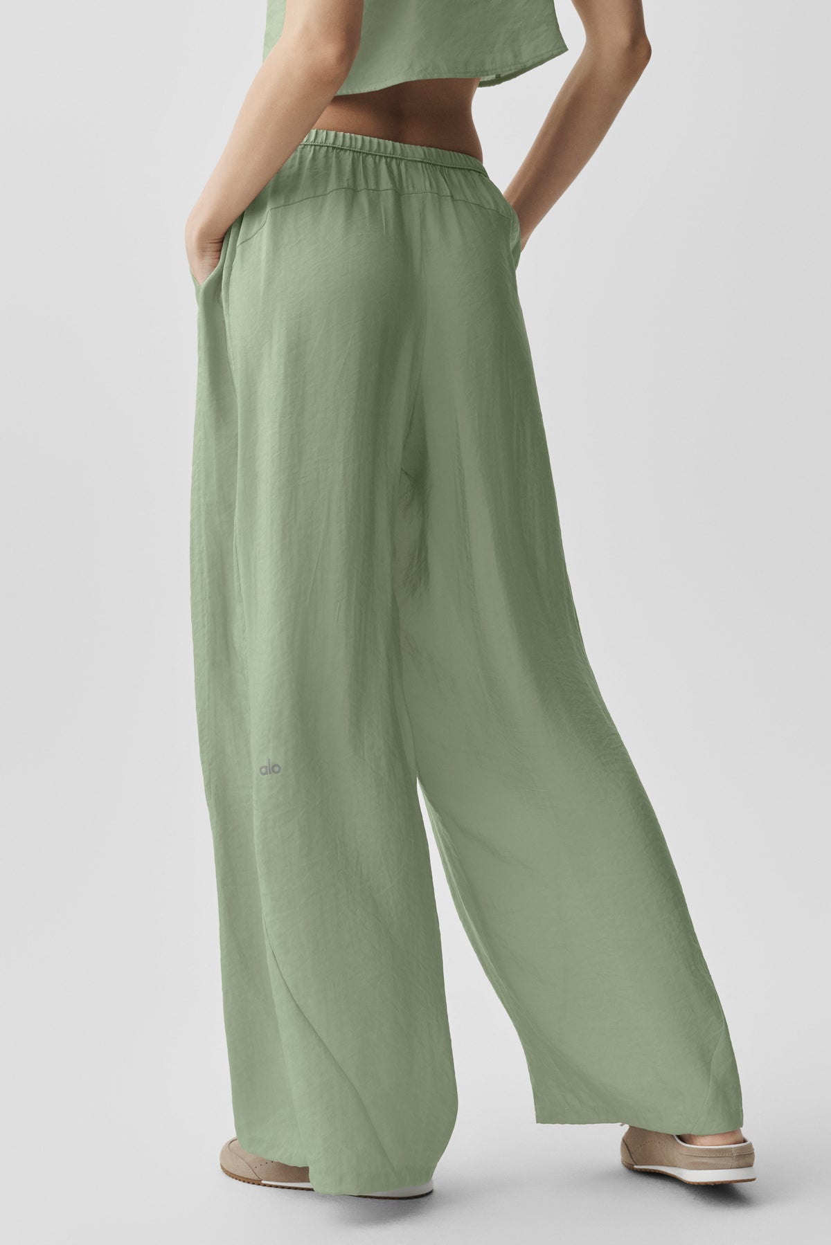 Semi-Sheer Golden Hour High-Waist Straight Leg Pant - Dune Grass--1