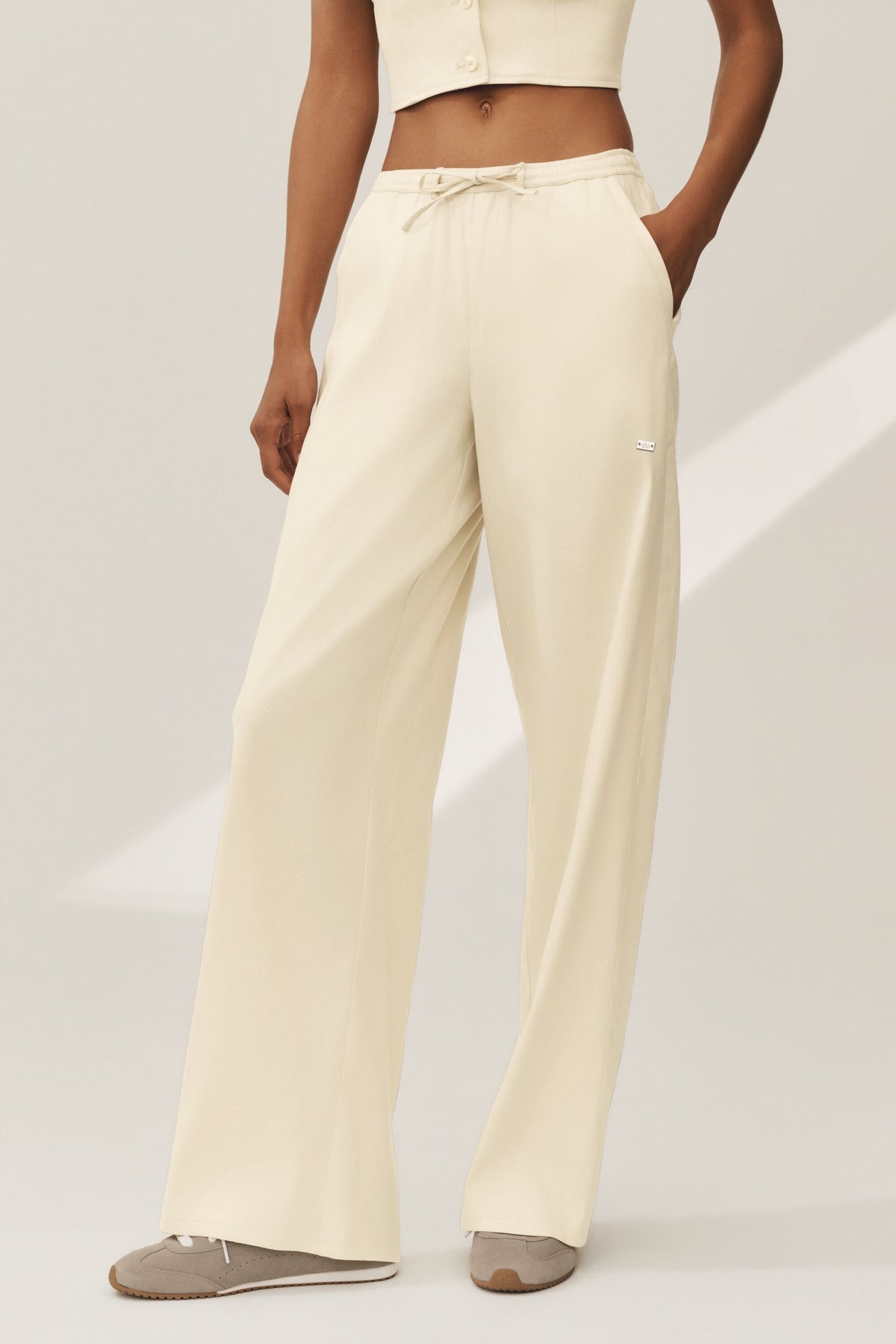 Linen Blend Riviera Wide Leg Pant - Sandy Beige--2