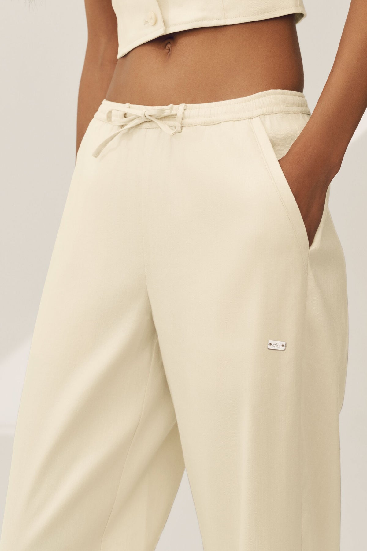Linen Blend Riviera Wide Leg Pant - Sandy Beige--3