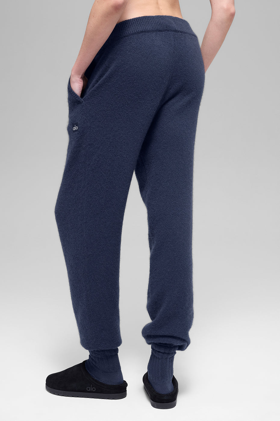 Wool Cashmere High-Waist New Class Jogger - Navy--1