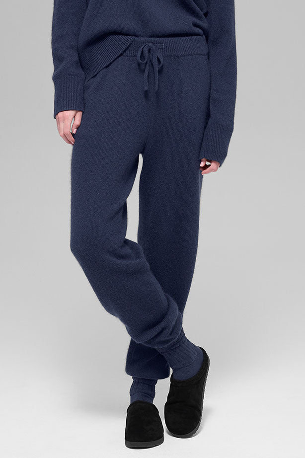 Wool Cashmere High-Waist New Class Jogger - Navy--3