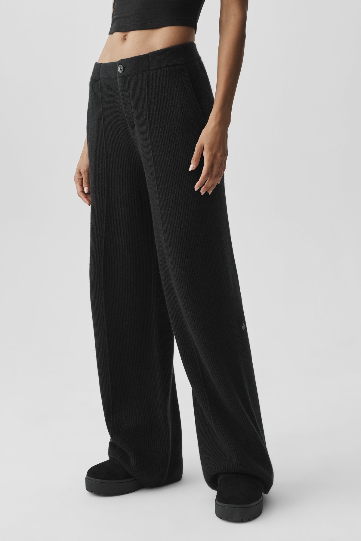 Cashmere Wool Low-Rise Harmony Trouser (Regular) - Black--2
