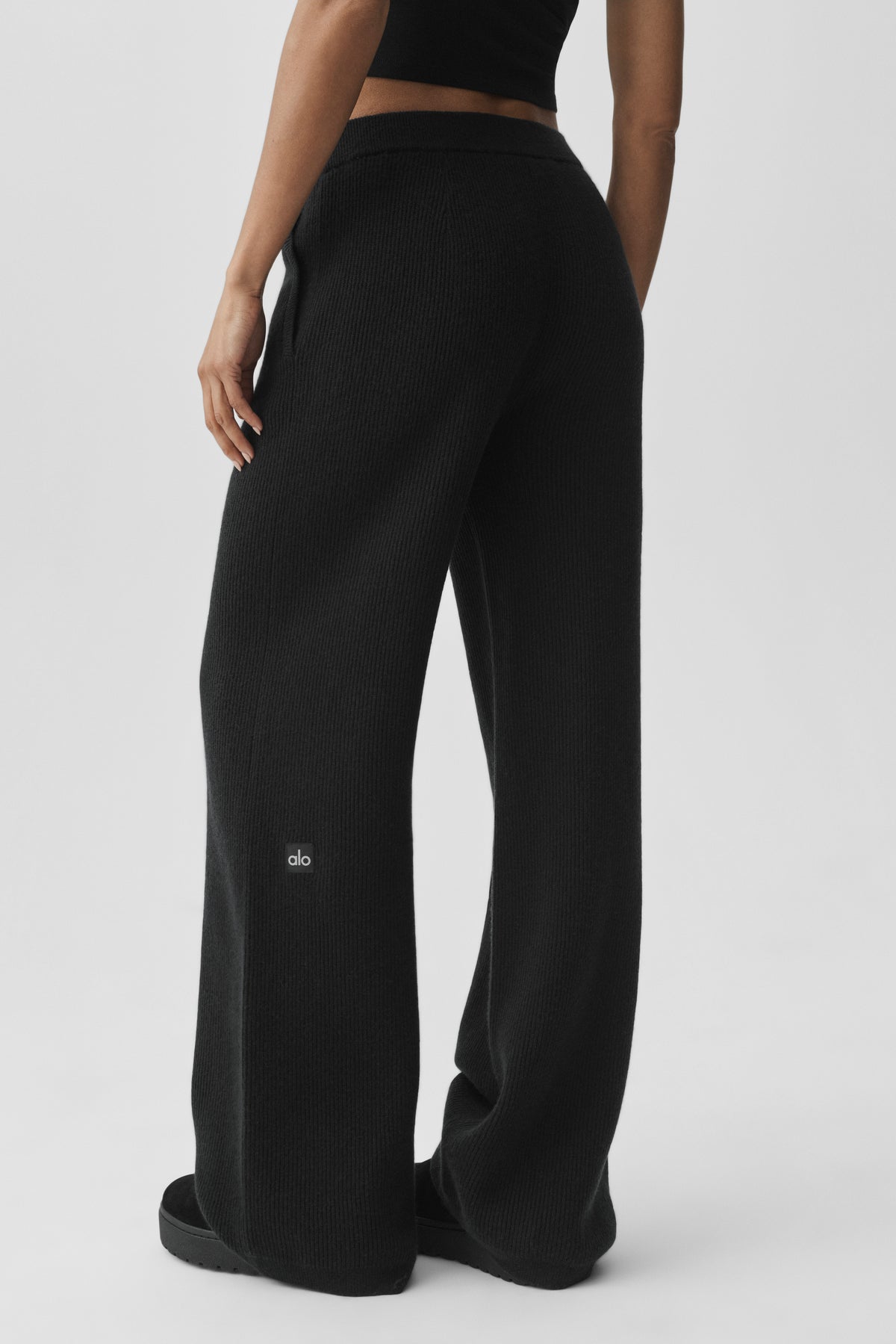 Cashmere Wool Low-Rise Harmony Trouser (Regular) - Black--3