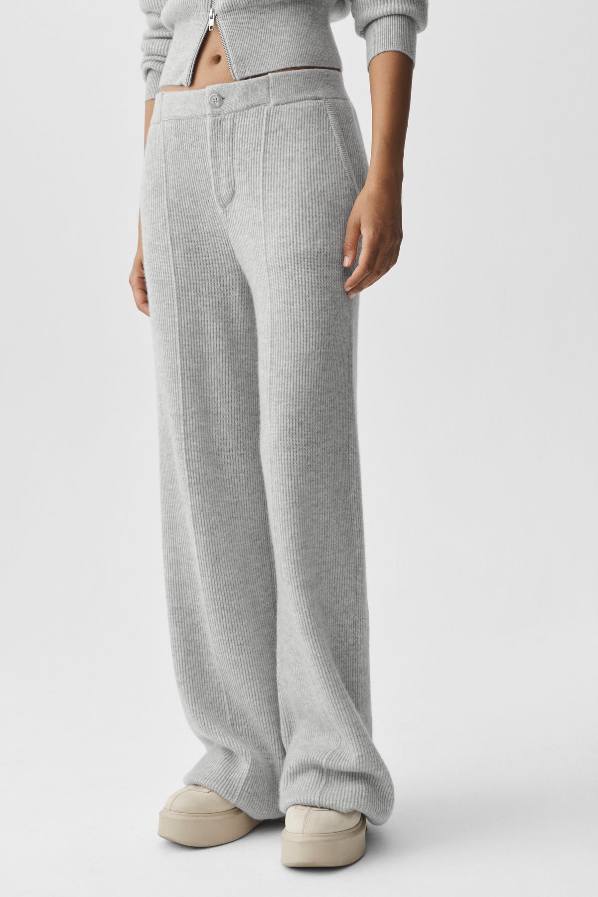 Cashmere Wool Low-Rise Harmony Trouser (Regular) - Athletic Heather Grey--2