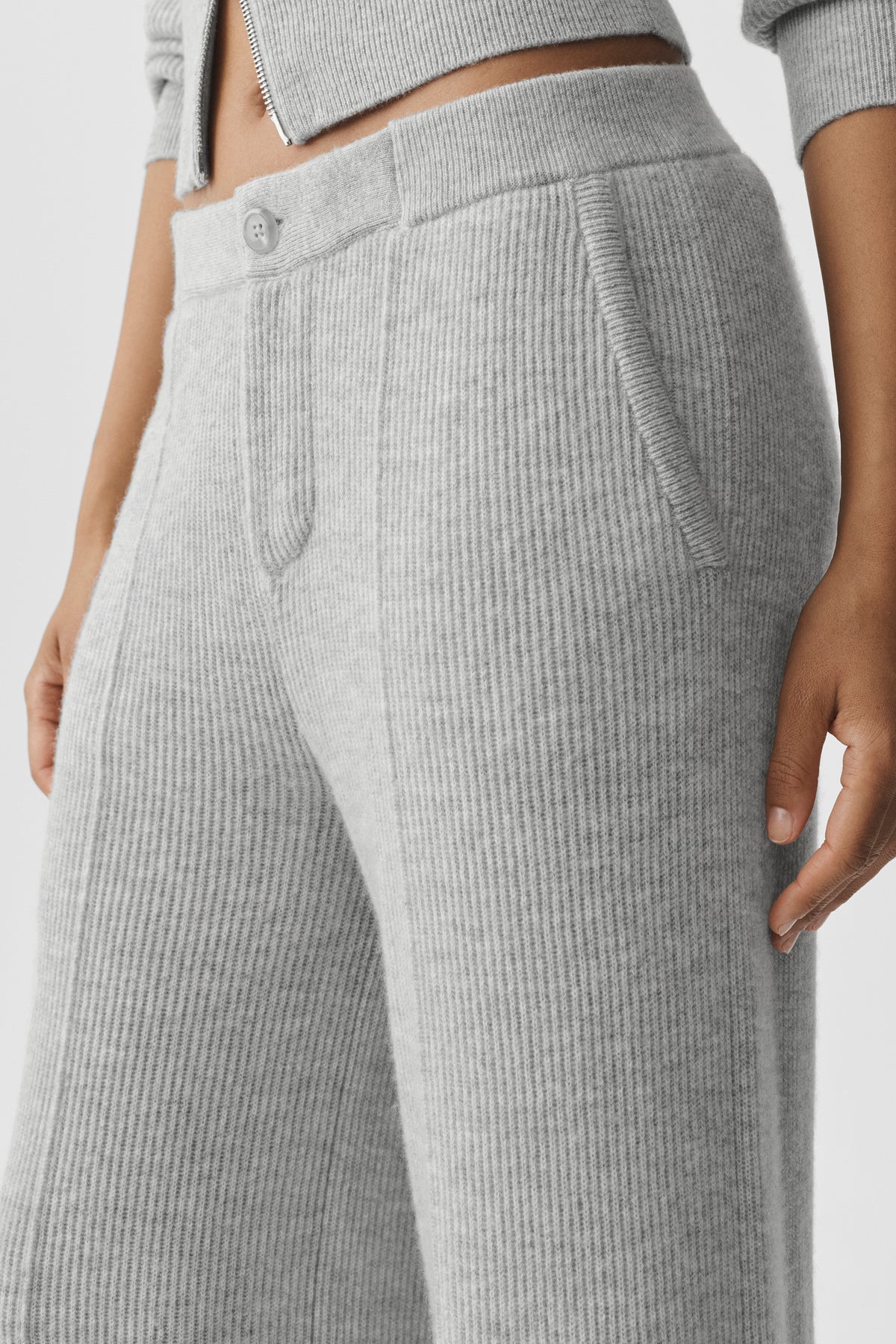 Cashmere Wool Low-Rise Harmony Trouser (Long) - Athletic Heather Grey--3