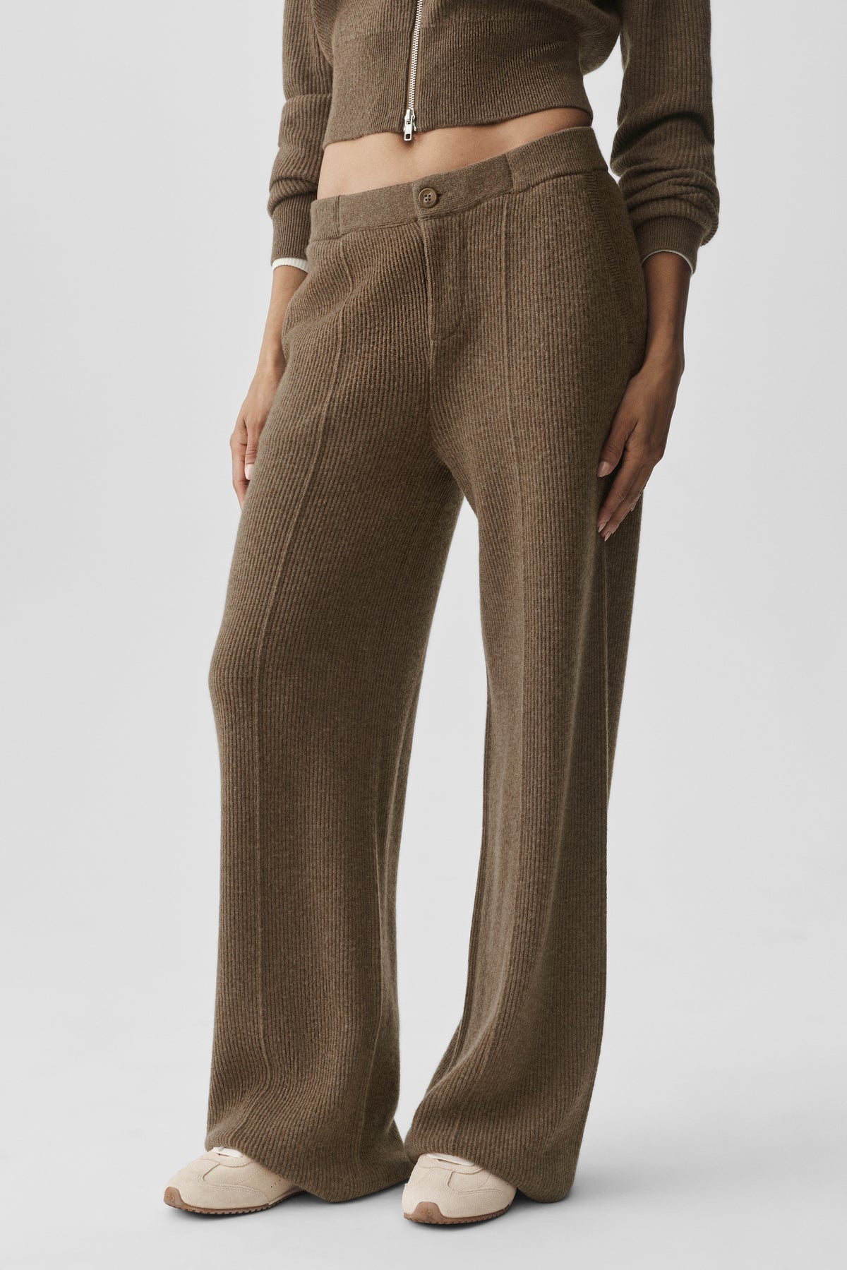 Cashmere Wool Low-Rise Harmony Trouser (Regular) - Java Brown Heather--0