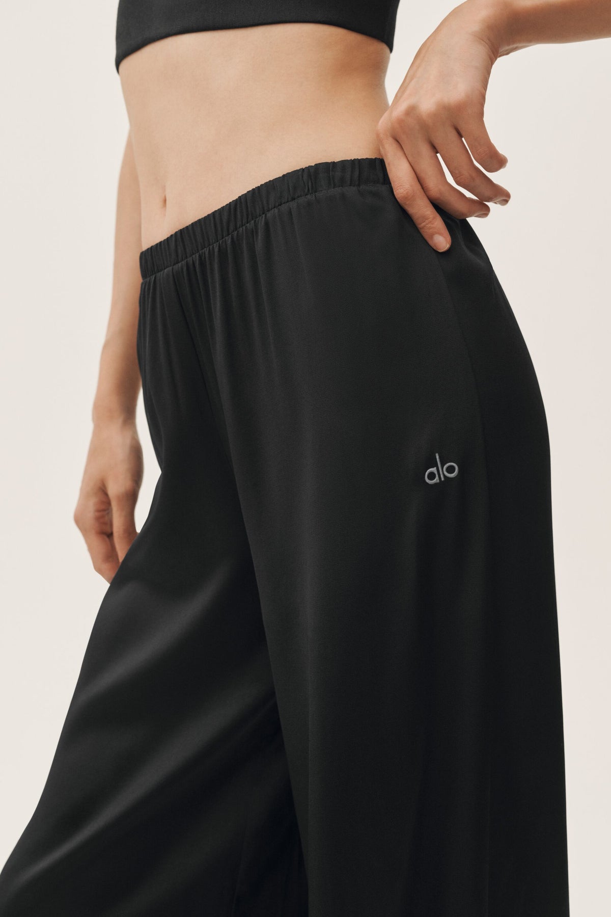 Silk Blend High-Waist Radiance Pant - Black--2