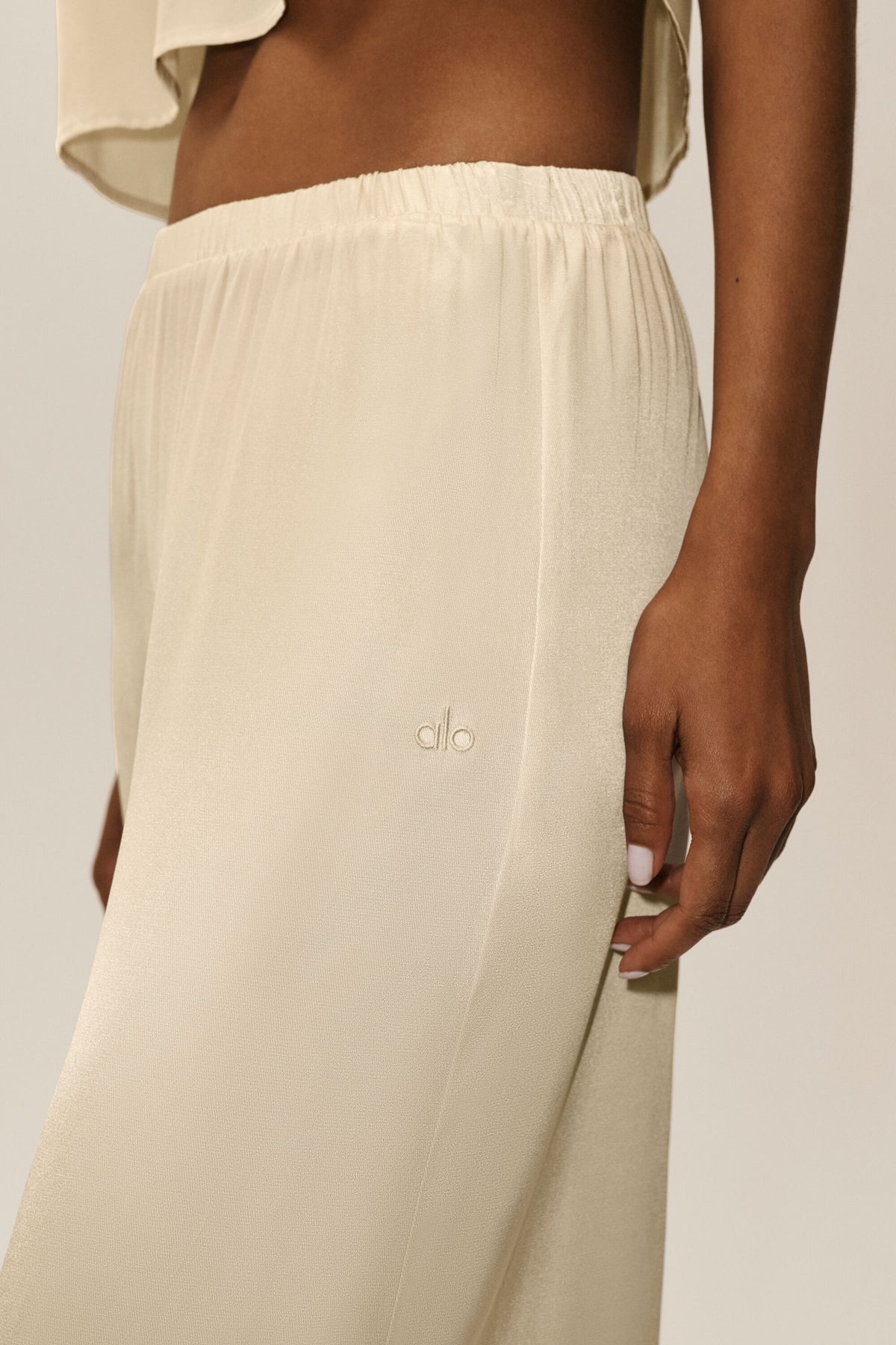 Silk Blend High-Waist Radiance Pant - Sandy Beige--3