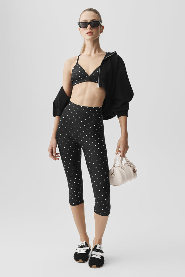 Airlift Polka Dot High-Waist Iconic 90's Capri - Black/White