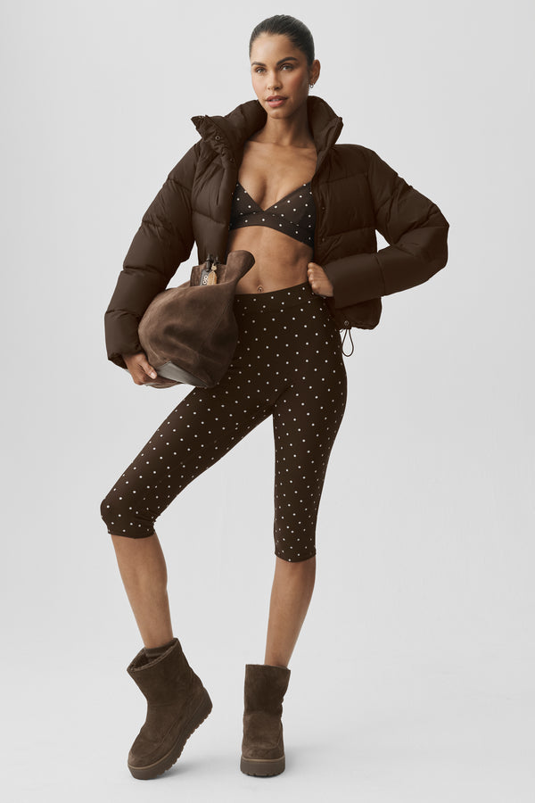 Airlift Polka Dot High-Waist Iconic 90's Capri - Espresso/White