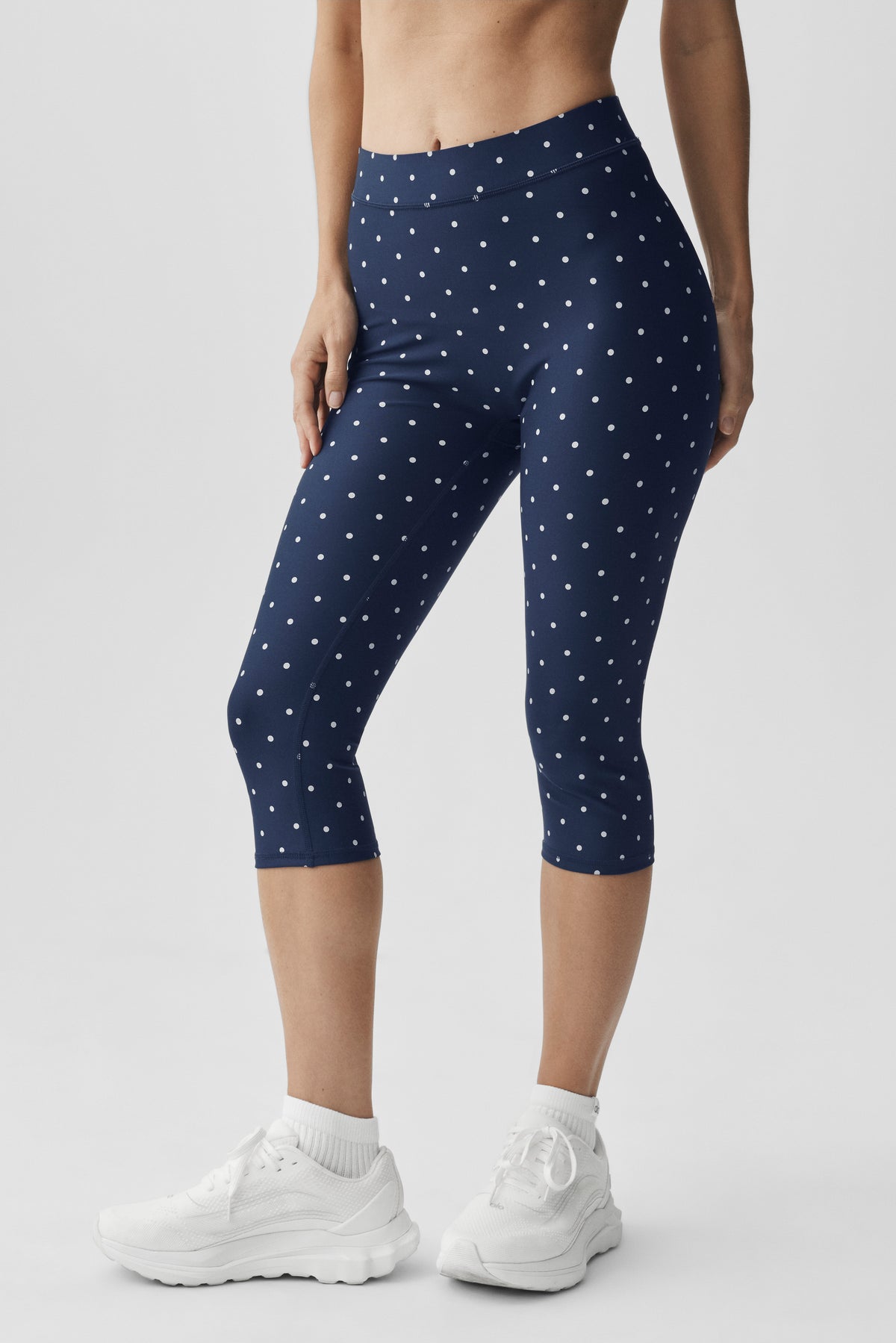 Airlift Polka Dot High-Waist Iconic 90's Capri - Navy/White--3