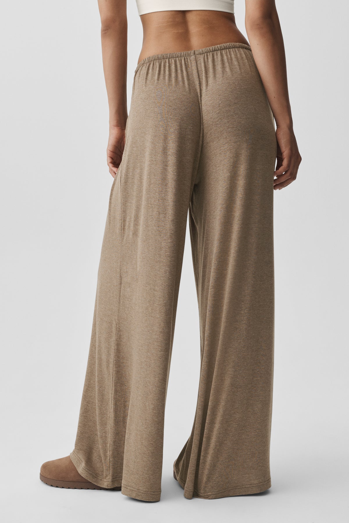 Semi Sheer High-Waist Oasis Wide Leg Pant (Regular) - Java Brown Heather--2