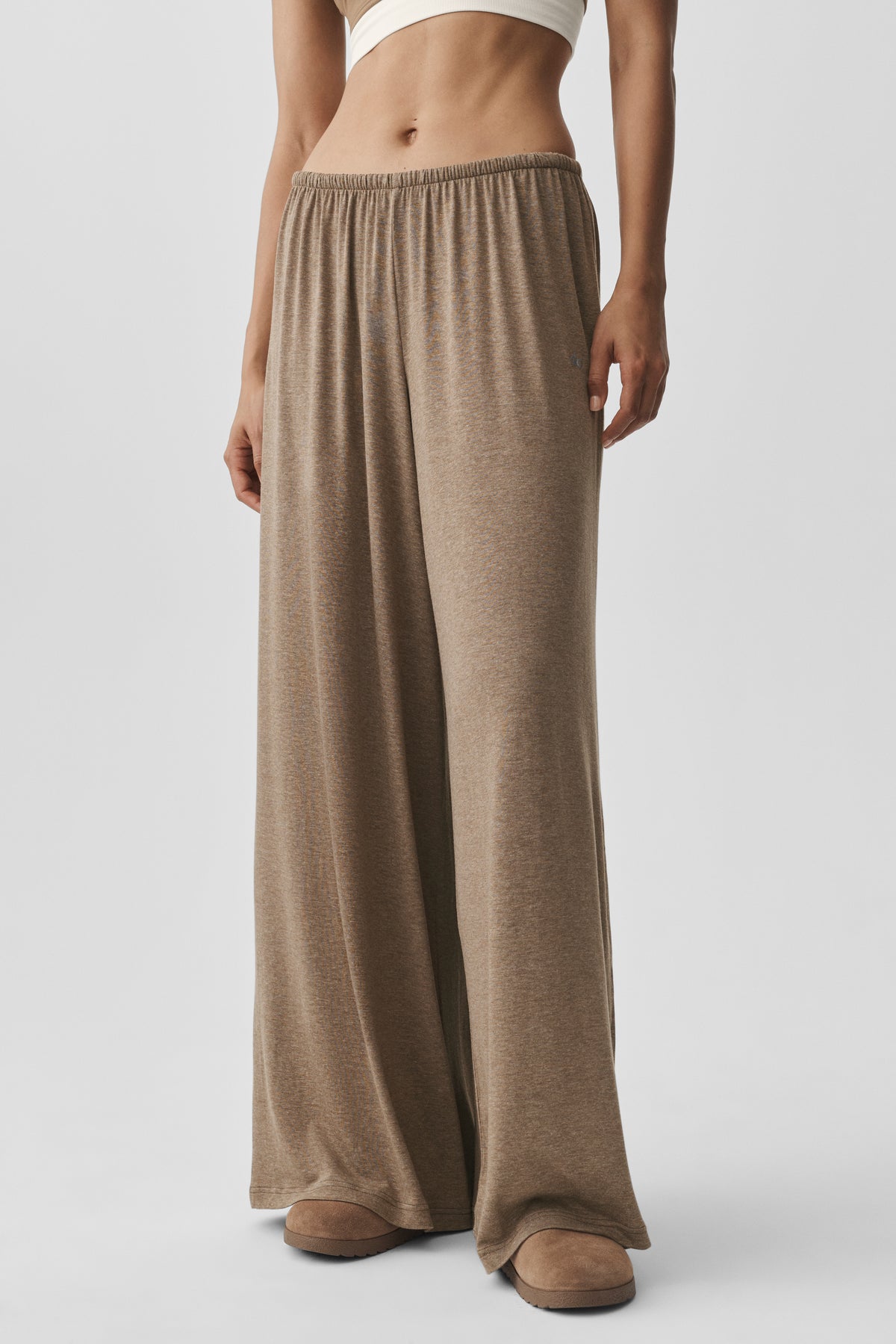Semi Sheer High-Waist Oasis Wide Leg Pant (Regular) - Java Brown Heather--0