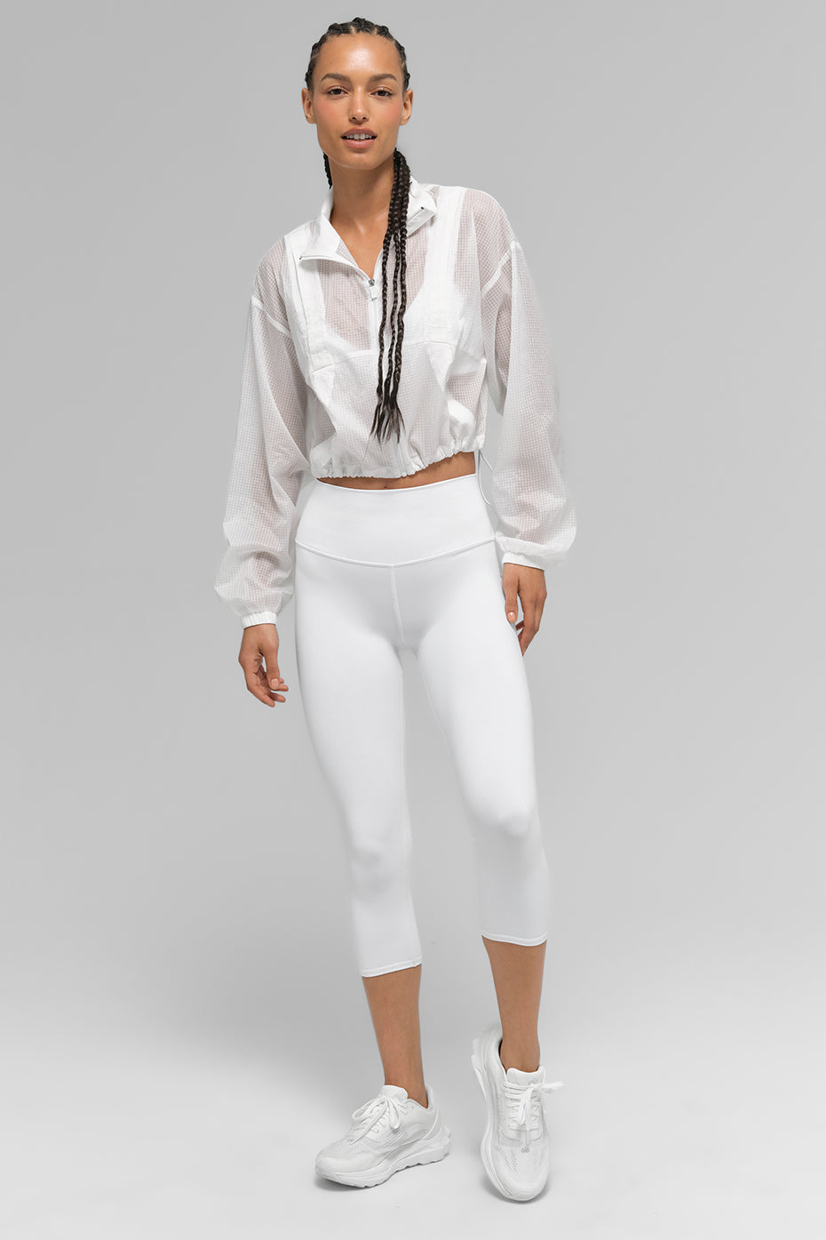 High-Waist Airbrush Capri - White--4